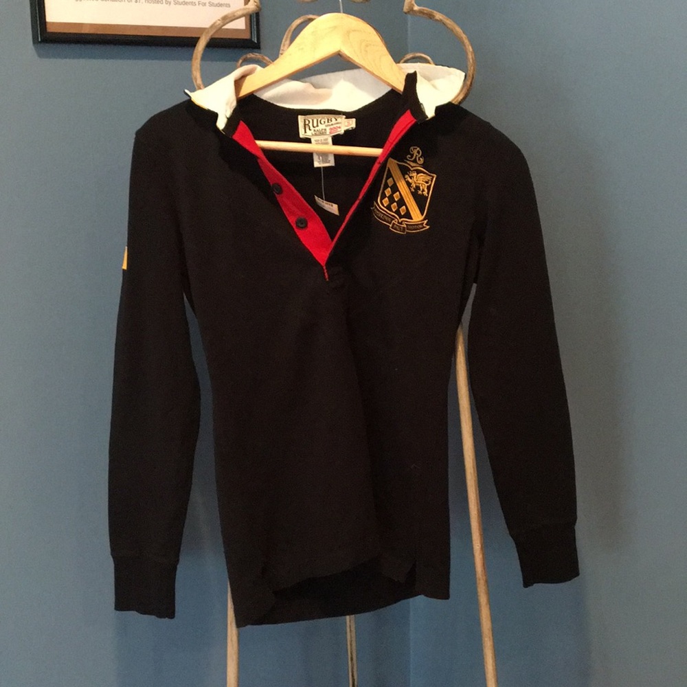 Rugby Long-Sleeve Polo Shirt with Embroidered Logo